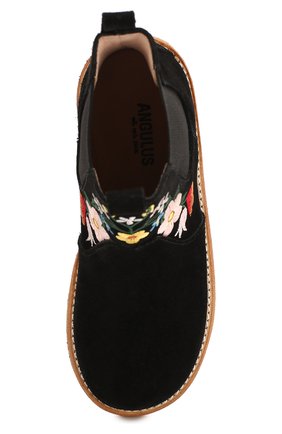 Детские замшевые ботинки ANGULUS черного цвета, арт. 6070-201/30-36 | Фото 4 (Материал внешний: Кожа; Материал внутренний: Натуральная кожа)