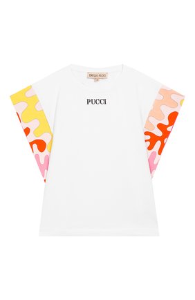 Детская хлопковая футболка EMILIO PUCCI белого цвета по цене 9540 руб., арт. 9M8022/MX170/1-4 | Фото 1 Детская хлопковая футболка EMILIO PUCCI белого цвета, арт. 9M8022/MX170/1-4 | Фото 1