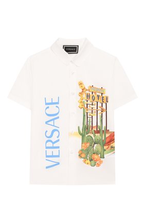 Детский хлопковая рубашка VERSACE белого цвета по цене 9680 руб., арт. YB000113/A230231 | Фото 1 Детский хлопковая рубашка VERSACE белого цвета, арт. YB000113/A230231 | Фото 1