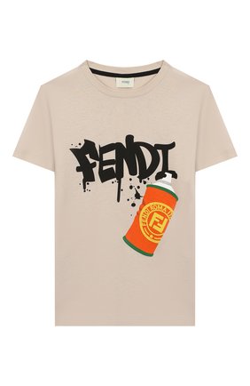 Детская хлопковая футболка FENDI бежевого цвета по цене 9505 руб., арт. JMI314/7AJ/3A-6A | Фото 1 Детская хлопковая футболка FENDI бежевого цвета, арт. JMI314/7AJ/3A-6A | Фото 1