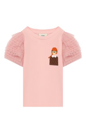 Детская хлопковая футболка FENDI розового цвета по цене 24100 руб., арт. JFI183/7AJ/3A-6A | Фото 1 Детская хлопковая футболка FENDI розового цвета, арт. JFI183/7AJ/3A-6A | Фото 1