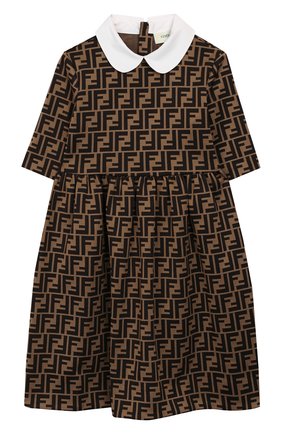 Детское хлопковое платье FENDI коричневого цвета по цене 43450 руб., арт. JFB350/A6A6/8A-12+ | Фото 1 Детское хлопковое платье FENDI коричневого цвета, арт. JFB350/A6A6/8A-12+ | Фото 1