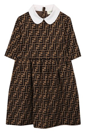 Детское хлопковое платье FENDI коричневого цвета по цене 38200 руб., арт. JFB350/A6A6/3A-6A | Фото 1 Детское хлопковое платье FENDI коричневого цвета, арт. JFB350/A6A6/3A-6A | Фото 1