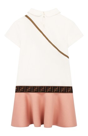 Детское хлопковое платье FENDI белого цвета по цене 33600 руб., арт. JFB319/AACL/8A-12+ | Фото 2 Детское хлопковое платье FENDI белого цвета, арт. JFB319/AACL/8A-12+ | Фото 2