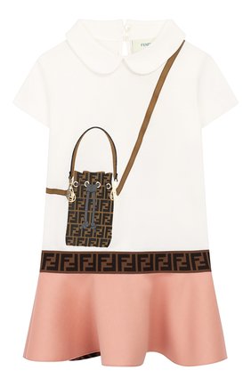 Детское хлопковое платье FENDI белого цвета по цене 29400 руб., арт. JFB319/AACL/3A-6A | Фото 1 Детское хлопковое платье FENDI белого цвета, арт. JFB319/AACL/3A-6A | Фото 1