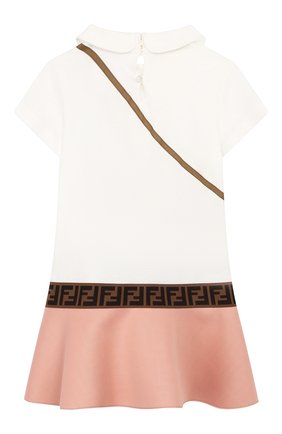 Детское хлопковое платье FENDI белого цвета по цене 29400 руб., арт. JFB319/AACL/3A-6A | Фото 2 Детское хлопковое платье FENDI белого цвета, арт. JFB319/AACL/3A-6A | Фото 2