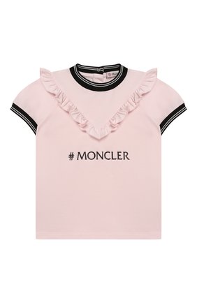Детский комплект из футболки и брюк MONCLER розового цвета по цене 29450 руб., арт. F1-951-8M710-10-8790A | Фото 2 Детский комплект из футболки и брюк MONCLER розового цвета, арт. F1-951-8M710-10-8790A | Фото 2 (Материал внешний: Хлопок; Рукава: Короткие; Кросс-КТ НВ: Костюм; Ростовка одежда: 12 мес | 80 см, 18 мес | 86 см, 36 мес | 98 см)
