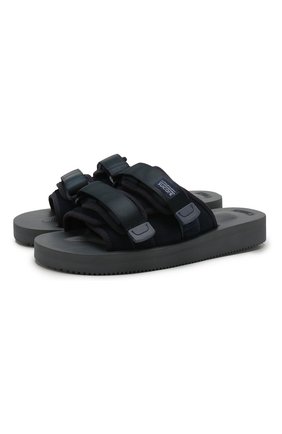 Мужские шлепанцы moto-vs SUICOKE темно-синего цвета по цене 18450 руб., арт. 0G-056VS | Фото 1 Мужские шлепанцы moto-vs SUICOKE темно-синего цвета, арт. 0G-056VS | Фото 1
