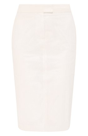 Женская кожаная юбка TOM FORD белого цвета, арт. GCL803-LEX251 | Фото 1 (Материал подклада: Шелк; Длина Ж (юбки, платья, шорты): До колена; Женское Кросс-КТ: Юбка-одежда, Юбка-карандаш; Материал внешний: Натуральная кожа)