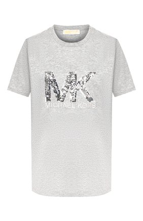 Женская хлопковая футболка MICHAEL MICHAEL KORS серого цвета по цене 8815 руб., арт. MH95MCE97J | Фото 1 Женская хлопковая футболка MICHAEL MICHAEL KORS серого цвета, арт. MH95MCE97J | Фото 1