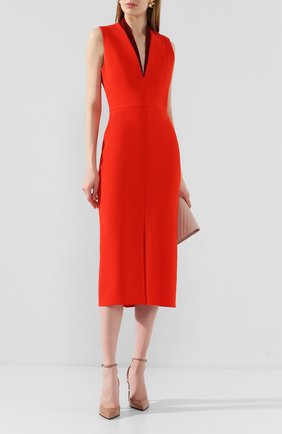 Женское платье-миди VICTORIA BECKHAM красного цвета по цене 122000 руб., арт. 1120WDR000797A | Фото 2 Женское платье-миди VICTORIA BECKHAM красного цвета, арт. 1120WDR000797A | Фото 2