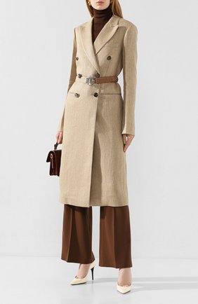 Женское льняное пальто VICTORIA BECKHAM бежевого цвета по цене 174500 руб., арт. 1120WCT000578C | Фото 2 Женское льняное пальто VICTORIA BECKHAM бежевого цвета, арт. 1120WCT000578C | Фото 2