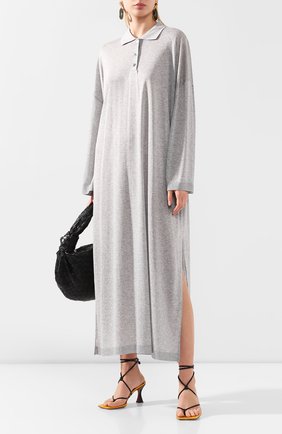 Женское платье-макси TOTÊME серого цвета по цене 22100 руб., арт. BARZI0 DRESS 202-620-777 | Фото 2 Женское платье-макси TOTÊME серого цвета, арт. BARZI0 DRESS 202-620-777 | Фото 2