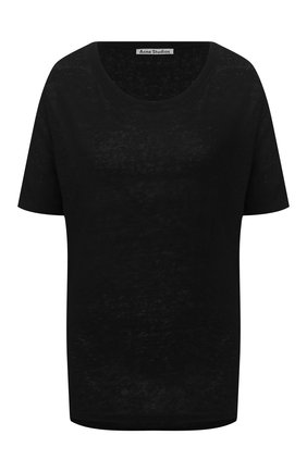 Женская льняная футболка ACNE STUDIOS черного цвета по цене 12300 руб., арт. AL0113/W | Фото 1 Женская льняная футболка ACNE STUDIOS черного цвета, арт. AL0113/W | Фото 1