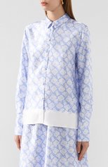Женская рубашка из вискозы BY MALENE BIRGER голубого цвета, арт. Q68485009/C0L0GNIAS | Фото 3 (Рукава: Длинные; Женское Кросс-КТ: Рубашка-одежда; Длина (для топов): Стандартные; Принт: С принтом; Материал внешний: Вискоза)