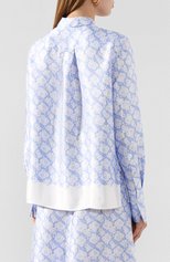 Женская рубашка из вискозы BY MALENE BIRGER голубого цвета, арт. Q68485009/C0L0GNIAS | Фото 4 (Рукава: Длинные; Женское Кросс-КТ: Рубашка-одежда; Длина (для топов): �Стандартные; Принт: С принтом; Материал внешний: Вискоза)