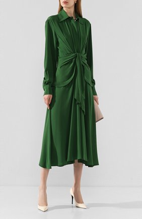 Женское шелковое платье VICTORIA BECKHAM зеленого цвета по цене 104500 руб., арт. 1120WDR000582A | Фото 2 Женское шелковое платье VICTORIA BECKHAM зеленого цвета, арт. 1120WDR000582A | Фото 2