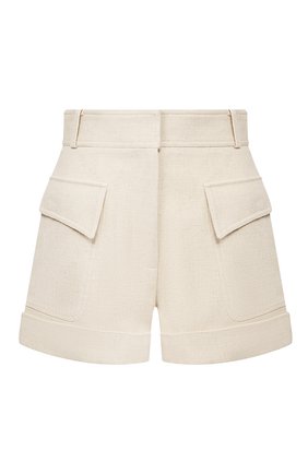 Женские шорты из смеси хлопка и льна VICTORIA BECKHAM бежевого цвета по цене 49950 руб., арт. 1220WSR001148C | Фото 1 Женские шорты из смеси хлопка и льна VICTORIA BECKHAM бежевого цвета, арт. 1220WSR001148C | Фото 1
