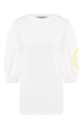 Женская хлопковая футболка VALENTINO белого цвета по цене 43400 руб., арт. TB0MG05T5F8 | Фото 1 Женская хлопковая футболка VALENTINO белого цвета, арт. TB0MG05T5F8 | Фото 1