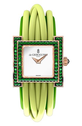 Женские часы rose gold emeralds DE GRISOGONO бесцветного цвета, арт. ALLEGRA S01 | Фото 1 (Материал корпуса: Розовое золото; Цвет циферблата: Белый; Механизм: Кварц)