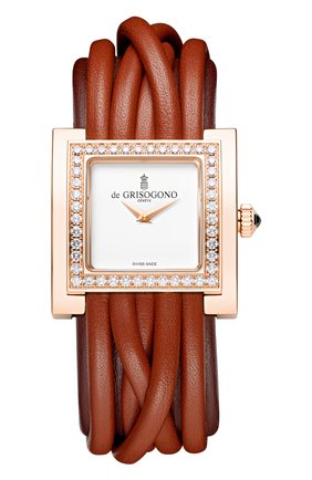 Женские часы rose gold diamonds DE GRISOGONO бесцветного цвета, арт. ALLEGRA S10 | Фото 1 (Материал корпуса: Розовое золото; Механизм: Кварц; Цвет циферблата: Белый)
