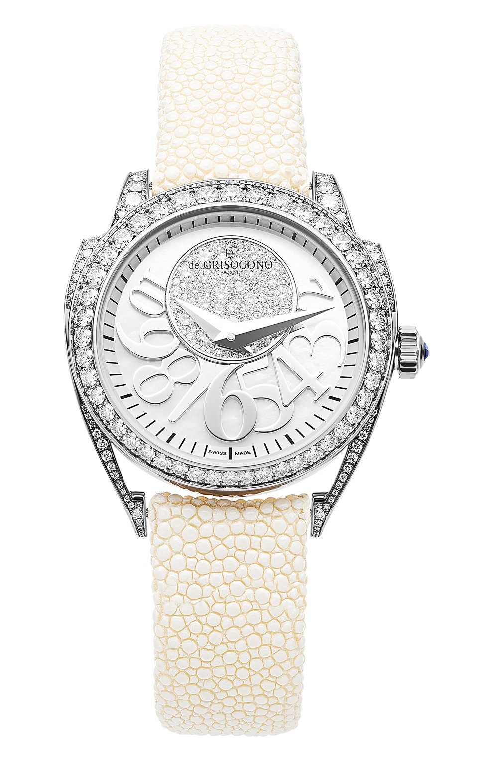 Женские часы white gold diamond DE GRISOGONO перламутрового цвета, арт. ECCENTRICA S06 | Фото 1