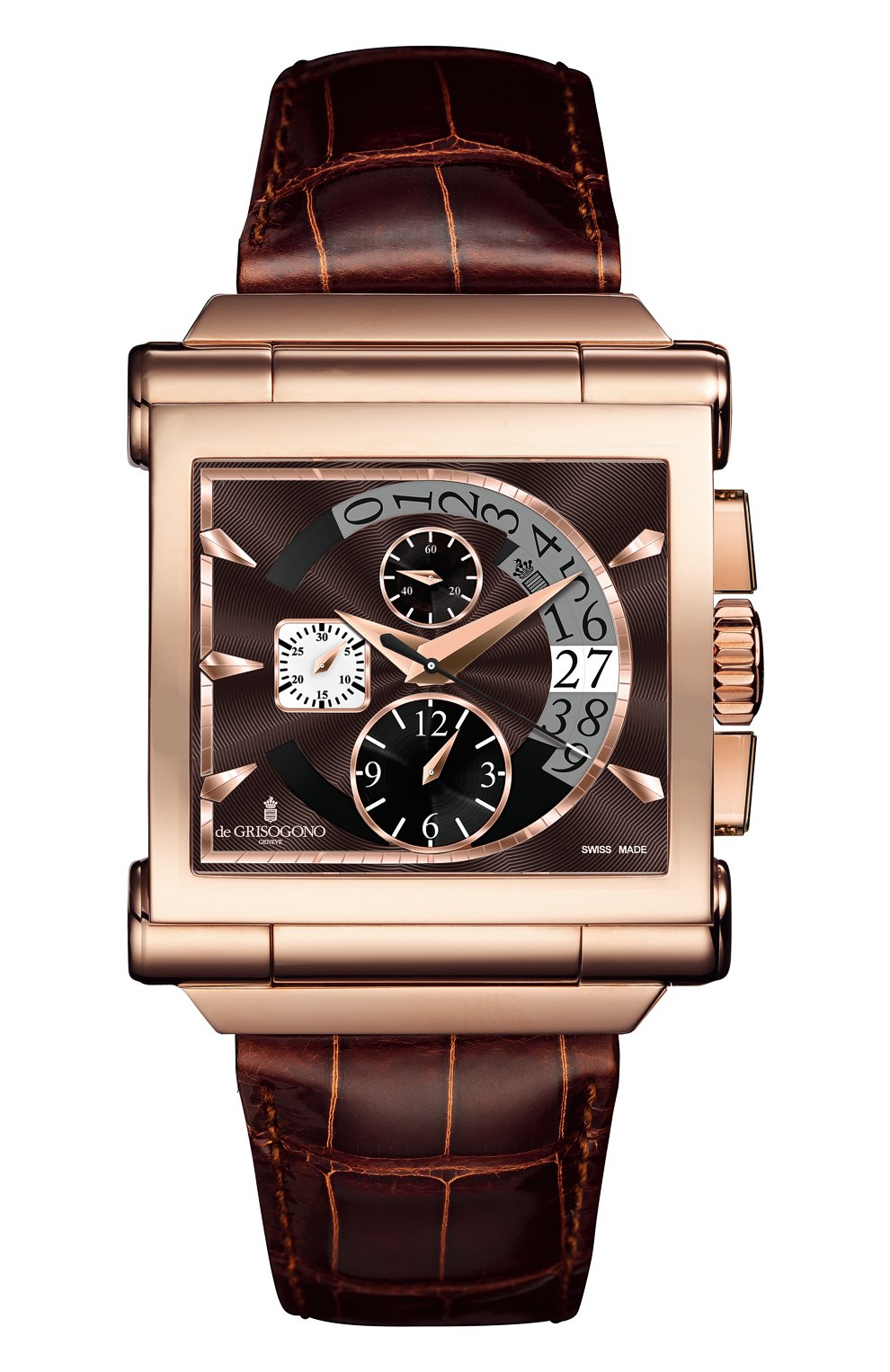 Мужские часы rose gold chrono DE GRISOGONO коричневого цвета, арт. GRANDE CHRONO N03 | Фото 1