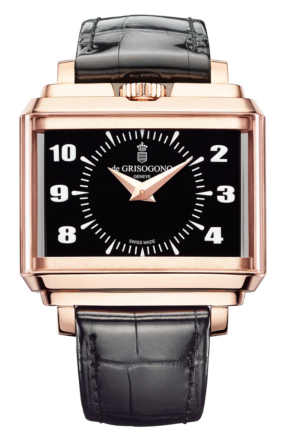 Мужские часы panoramic rose gold black DE GRISOGONO черного цвета, арт. NEW RETRO N02 | Фото 1