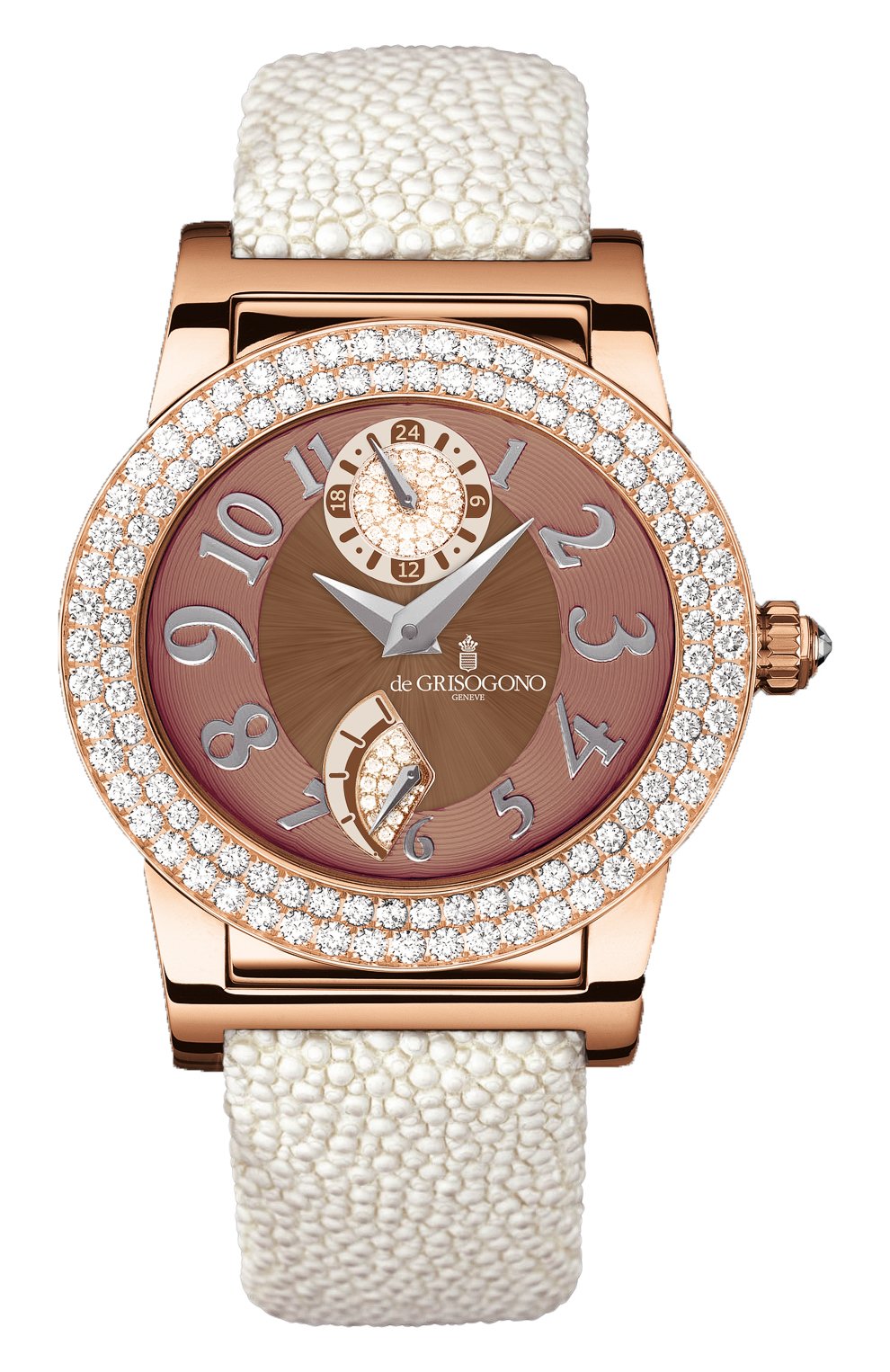 Женские часы rose gold diamonds DE GRISOGONO коричневого цвета, арт. TONDO RM S60 | Фото 1