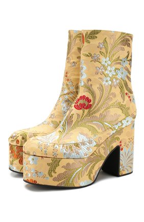 Женские текстильные ботильоны DRIES VAN NOTEN золотого цвета по цене 55500 руб., арт. WS27/173/H65/QU704 | Фото 1 Женские текстильные ботильоны DRIES VAN NOTEN золотого цвета, арт. WS27/173/H65/QU704 | Фото 1