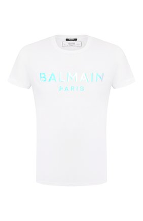 Мужская хлопковая футболка BALMAIN белого цвета по цене 29300 руб., арт. TH01601/I309 | Фото 1 Мужская хлопковая футболка BALMAIN белого цвета, арт. TH01601/I309 | Фото 1