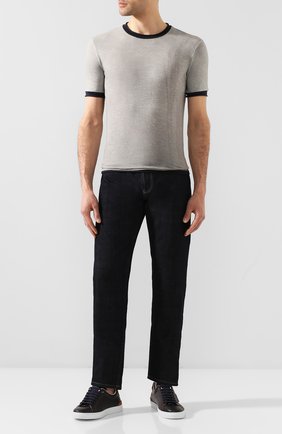 Мужская футболка из смеси хлопка и льна GIORGIO ARMANI серого цвета по цене 34950 руб., арт. 3HST58/SJZQZ | Фото 2 Мужская футболка из смеси хлопка и льна GIORGIO ARMANI серого цвета, арт. 3HST58/SJZQZ | Фото 2