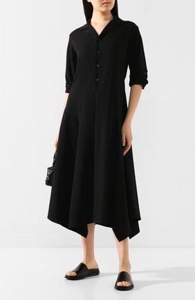 Женское шерстяное платье YOHJI YAMAMOTO черного цвета по цене 123500 руб., арт. NN-D08-100 | Фото 2 Женское шерстяное платье YOHJI YAMAMOTO черного цвета, арт. NN-D08-100 | Фото 2
