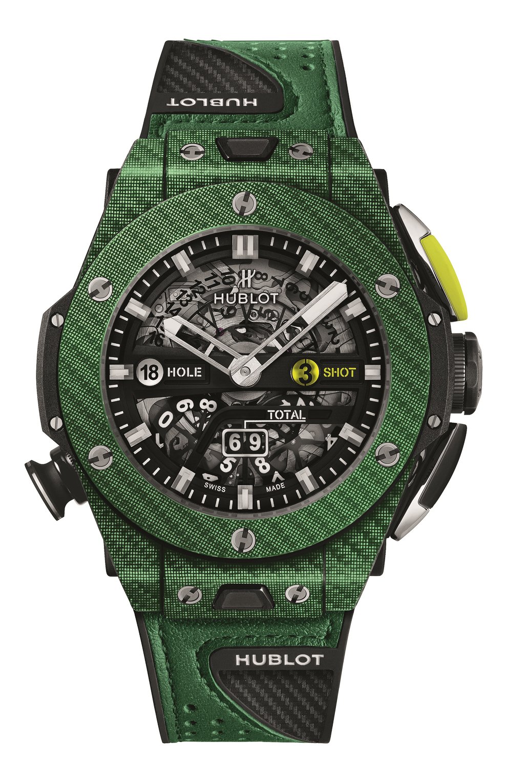 Мужские часы big bang unico golf green carbon HUBLOT черного цвета, арт. 416.YG.5220.VR | Фото 1