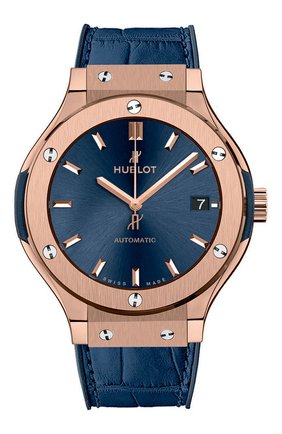 Женские часы classic fusion blue king gold HUBLOT бесцветного цвета, арт. 565.OX.7180.LR | Фото 1 (Материал корпуса: Розовое золото; Цвет циферблата: Синий; Механизм: Автомат)