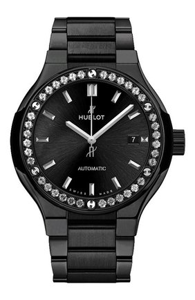 Женские часы classic fusion ceramic black bracelet diamonds HUBLOT черного цвета по цене 984000 руб., арт. 585.CM.1470.CM.1204 | Фото 1 Женские часы classic fusion ceramic black bracelet diamonds HUBLOT черного цвета, арт. 585.CM.1470.CM.1204 | Фото 1