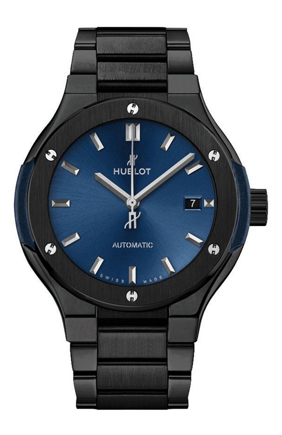 Женские часы classic fusion ceramic blue bracelet HUBLOT синего цвета, арт. 585.CM.7170.CM | Фото 1