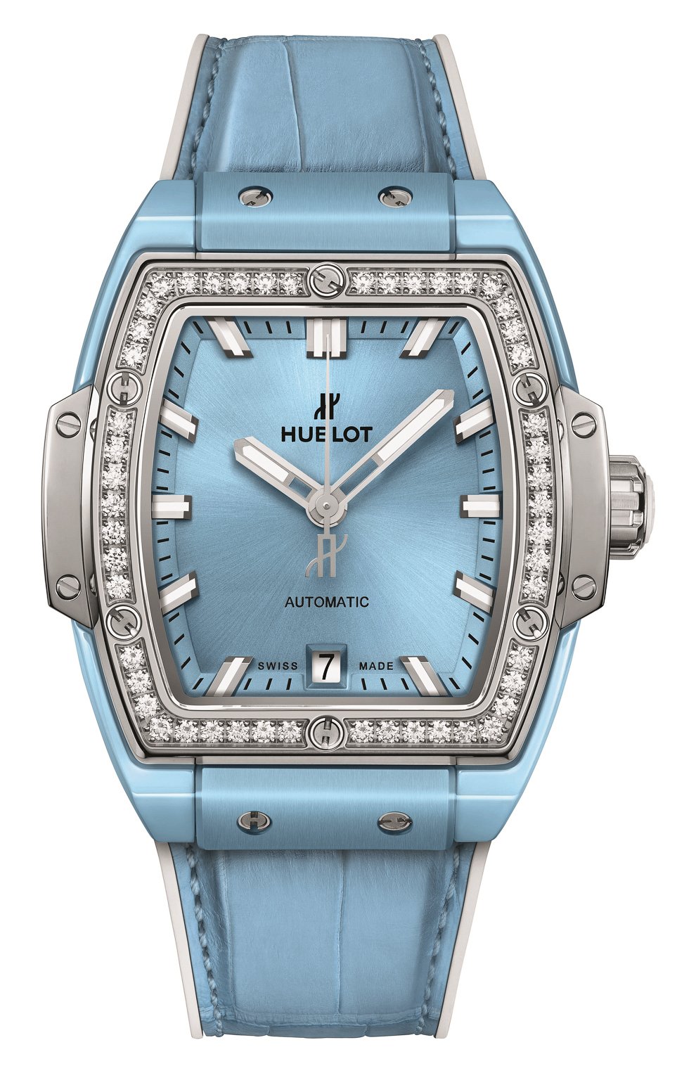 Женские часы spirit of big bang light blue ceramic titanium diamonds HUBLOT голубого цвета, арт. 665.EN.891L.LR.1204 | Фото 1