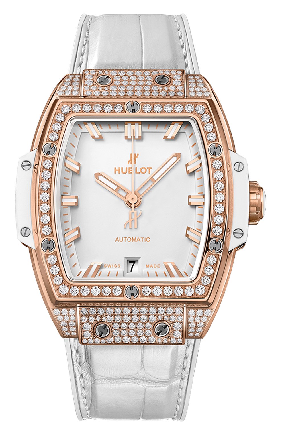 Женские часы big bang king gold white pave HUBLOT бесцветного цвета, арт. 665.OE.2080.LR.1604 | Фото 1 (Механизм: Автомат; Материал корпуса: Розовое золото; Цвет циферблата: Белый)