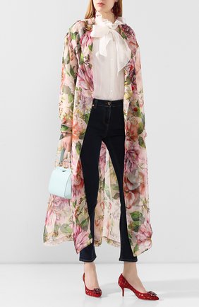 Женский шелковый плащ DOLCE & GABBANA розового цвета по цене 207000 руб., арт. F0Z64T/IS1AD | Фото 2 Женский шелковый плащ DOLCE & GABBANA розового цвета, арт. F0Z64T/IS1AD | Фото 2