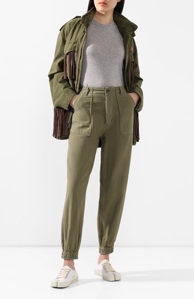Женские хлопковые брюки R13 хаки цвета по цене 29950 руб., арт. R13W7554-93 | Фото 2 Женские хлопковые брюки R13 хаки цвета, арт. R13W7554-93 | Фото 2