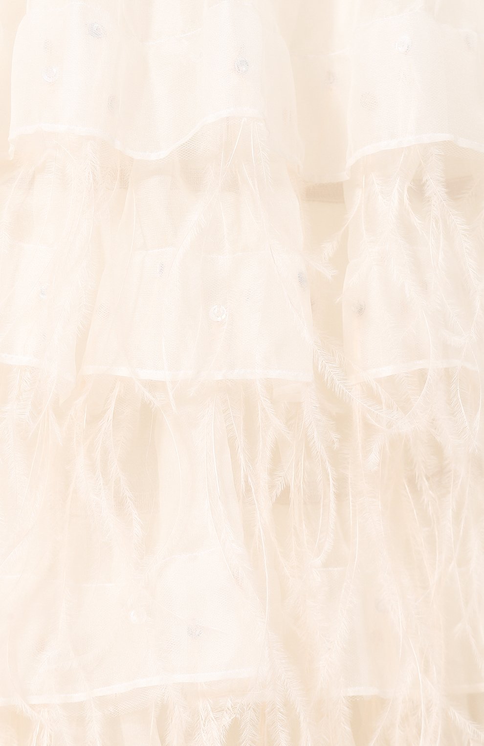 Женское платье с отделкой перьями  DRIES VAN NOTEN белого цвета, арт. 201-11039-9065 | Фото 5 (Случай: Свадебный, Вечерний; Материал внешний: Шелк; Рукава: Длинные; Длина Ж (юбки, платья, шорты): Макси; Женское Кросс-КТ: Платье-одежда)