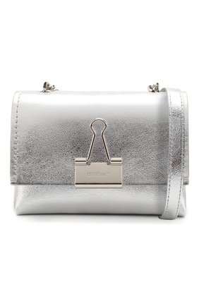 Женская сумка soft small OFF-WHITE серебряного цвета по цене 68000 руб., арт. 0WNA121S20LEA0027200 | Фото 5 Женская сумка soft small OFF-WHITE серебряного цвета, арт. 0WNA121S20LEA0027200 | Фото 5
