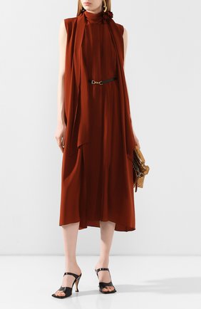 Женское шелковое платье VICTORIA BECKHAM коричневого цвета по цене 143500 руб., арт. 1220WDR001211A | Фото 2 Женское шелковое платье VICTORIA BECKHAM коричневого цвета, арт. 1220WDR001211A | Фото 2