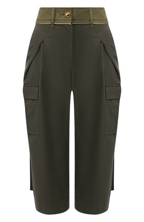 Женские хлопковые брюки SACAI хаки цвета по цене 59300 руб., арт. 20-04855 | Фото 1 Женские хлопковые брюки SACAI хаки цвета, арт. 20-04855 | Фото 1