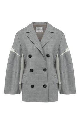 Женский двубортный жакет SACAI серого цвета по цене 138000 руб., арт. 20-05045 | Фото 1 Женский двубортный жакет SACAI серого цвета, арт. 20-05045 | Фото 1