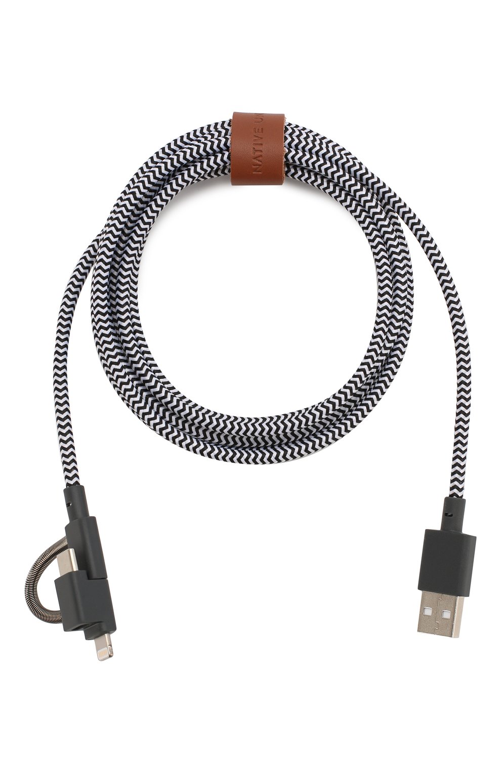 Кабель usb/lightning/micro usb/usb-c, 2m NATIVE UNION черно-белого цвета, арт. BELT-KV-ULC-ZEB-V2 | Фото 1 (Региональные ограничения белый список (Axapta Mercury): RU)