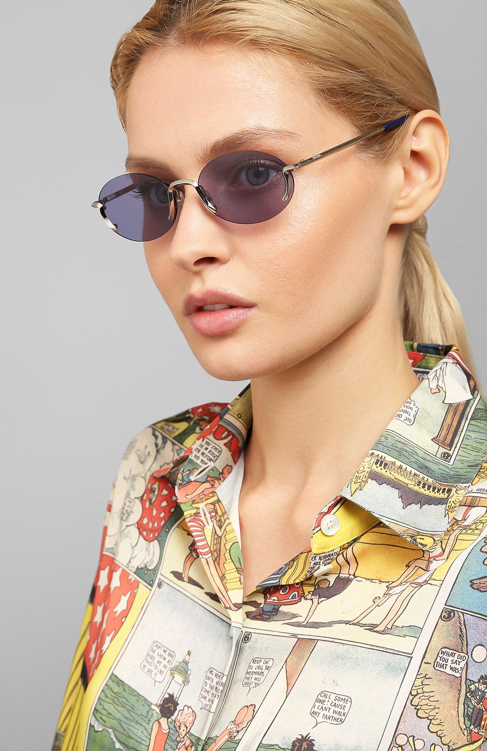 Женские солнцезащитные очки MOSCHINO синего цвета по цене 16700 руб., арт. M0S055 SCB | Фото 2 Женские солнцезащитные очки MOSCHINO синего цвета, арт. M0S055 SCB | Фото 2