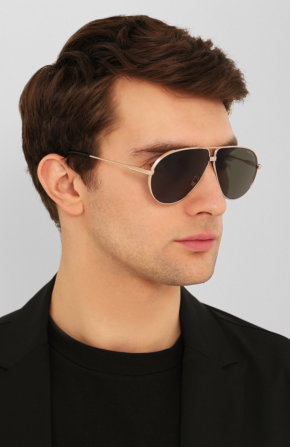 Мужские солнцезащитные очки TOM FORD черного цвета, арт. TF734-H 28N | Фото 2 (Тип очков: С/з; Оптика Гендер: оптика-мужское)