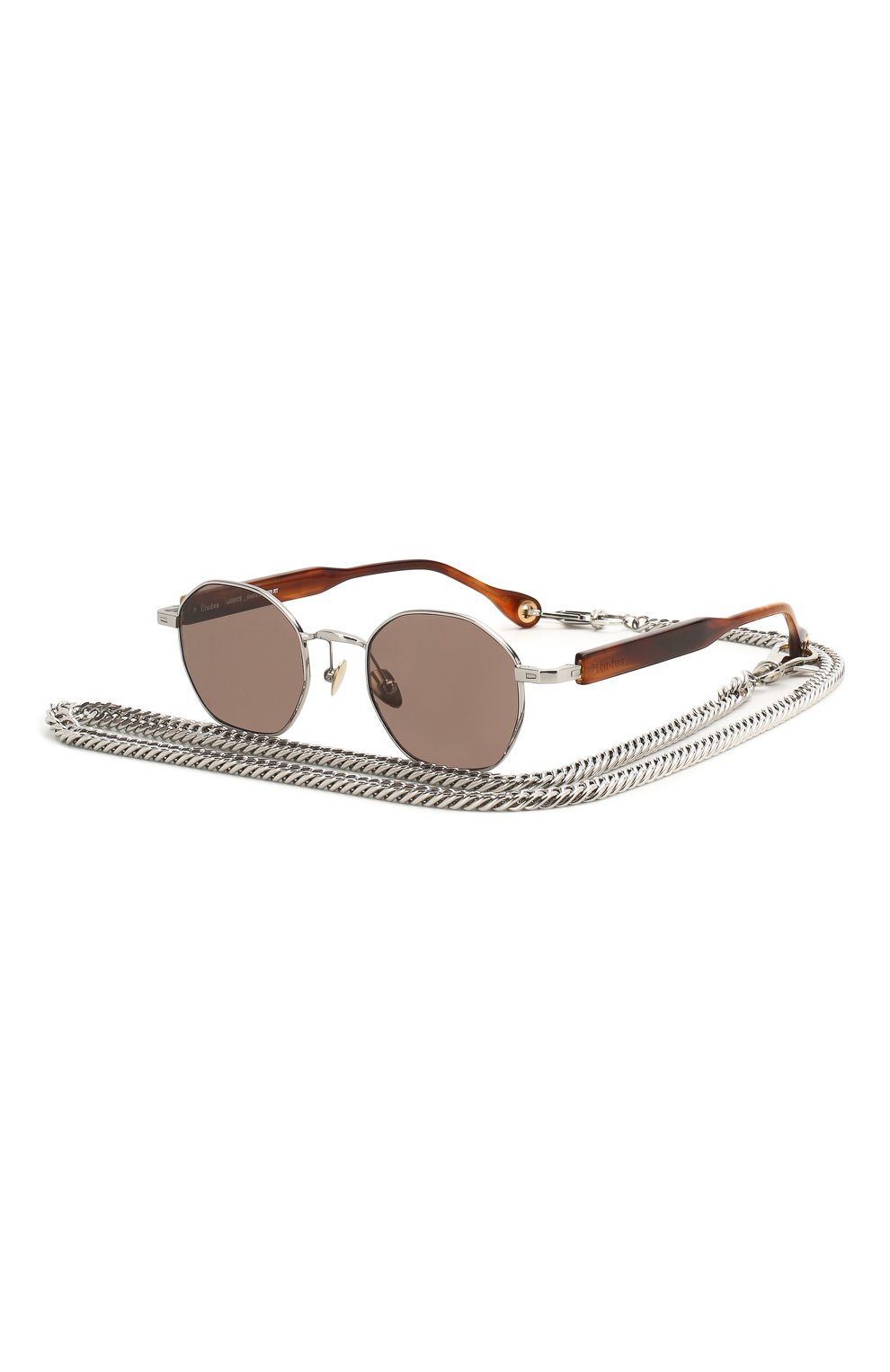 Женские солнцезащитные очки ÉTUDES серебряного цвета, арт. LIBERTE WHITE SILVER RT WITH CHAIN | Фото 1